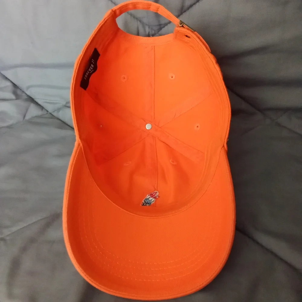 Men's Forever 21 Orange Baseball Cap Popsicle Stitched Patch Adjustable Hat